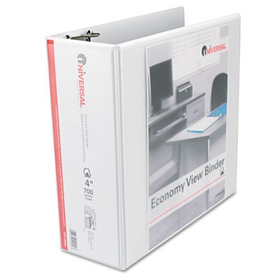 Economy D-Ring Vinyl View Binder, 4'' Capacity, White, Sold as 1 Each, 25PACK , Total 25 Each