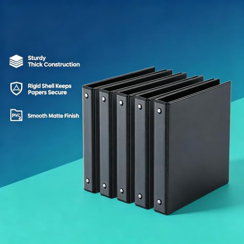 1 Inch Binders 3 Ring 10 Pack Bulk, PVC-Free Clear View 1" Binders