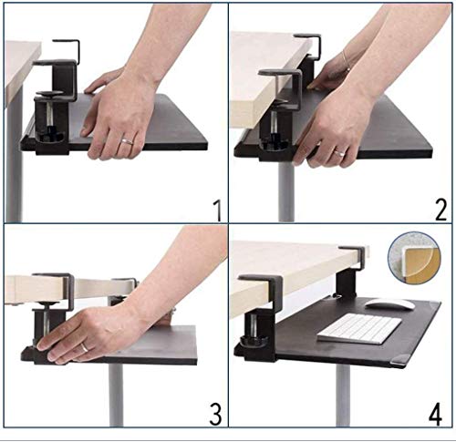 AUGUSE Keyboard Tray Drawer, Keyboard Platform Tray Steady Clamp On Keyboard Shelf No Need to Drill Into Desk Retractable to Slide Under Desktop for Home Or Office