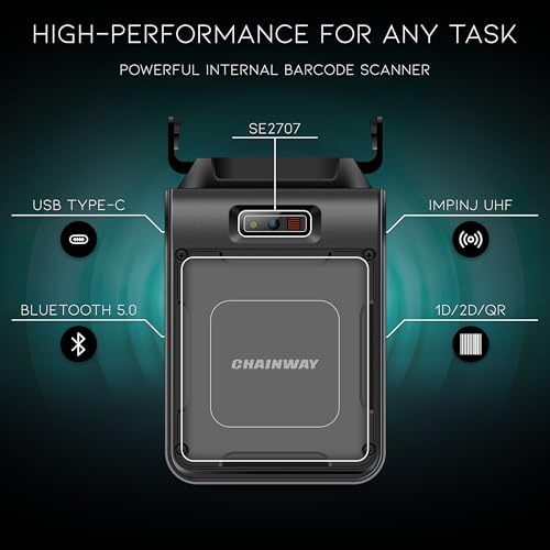 Chainway R6 RFID Reader and 2D/1D/QR Barcode Scanner Pistol-Grip Holder/Attachment for Android and iOS Smart Phones and Devices | Wireless Bluetooth