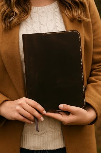 CestAntiQ Refillable XXL Leather Journal Cover 8.5 x 11 in, Dark Brown