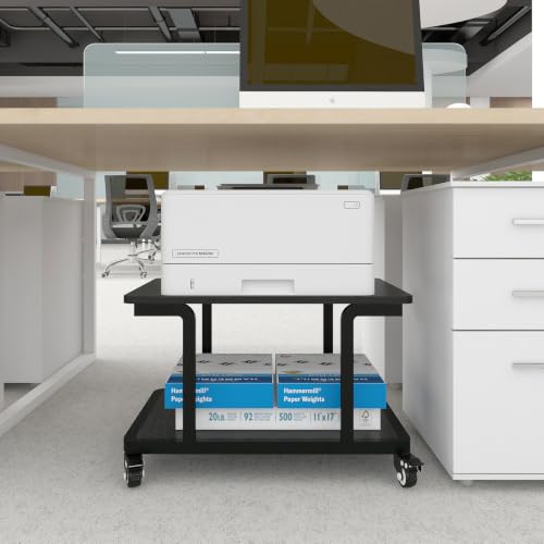 Natwind 2 Tier Laser Printer Stand,24''x20'' Under Desk Printer Cart, Black