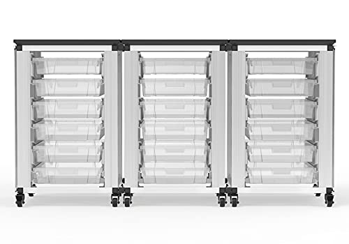 LUXOR MBS-STR-31-18S Modular Classroom Storage Cabinet - 3 Side-by-Side modules with 18 Small Bins