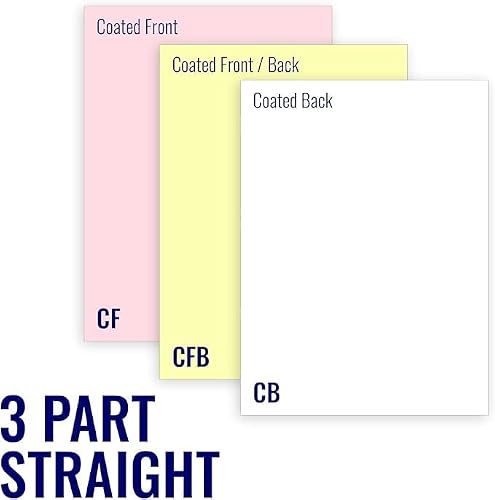 Excel One Carbonless Paper (232045) 8.5 x 11-3 part STRAIGHT/FORWARD (Bright White/Canary/Pink), (3 Reams, 501 sets)