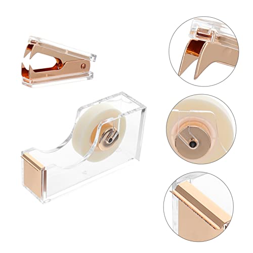 1 Tape seat Nail Remover Shipping Tape Dispenser Clear Tape Holder Paper Tape Dispenser Desk Accessories Staple Puller and Tape Dispenser Stationary Adhesive Tape Alloy Office (Golden 6.7X12CM)