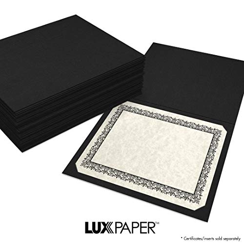 LUXPaper 9.5" x 12" Certificate Holders | Black Linen | 100lb. Cover | 50 Qty