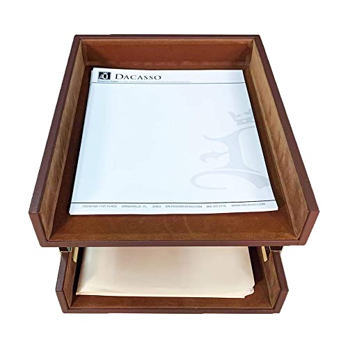 Dacasso Leather Double Letter Trays, Rustic Brown (A3220)