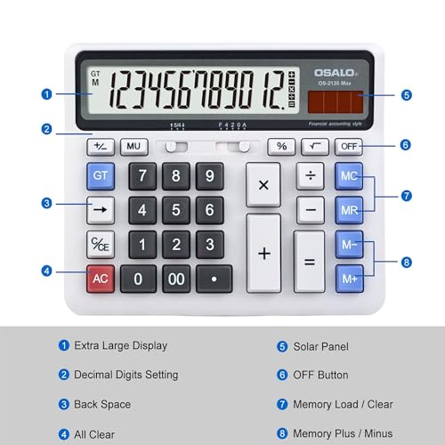 Pendancy 2 Pack Desk Calculators, 12-Digit Large Display, Big Buttons