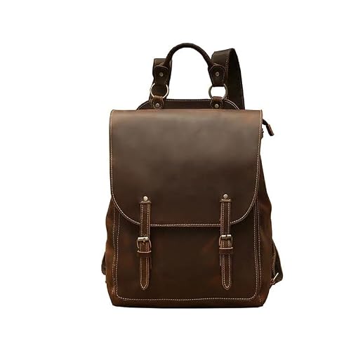 AODFDSJH Business Fashion Brown Cowhide Backpack Travel Computer Bag Outdoor Portable Daily Commute