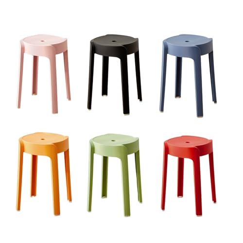 cadciehe 6 Pack Stackable Stools, Plastic Stackable Chairs & Classroom Stools, 330lb Capacity, 18" Height Nesting Stool, Flexible Seating Chairs for Home, Office, Classroom Multicolor