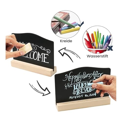 30/60 Pcs Mini Double-Sided Chalkboards, Rustic Wood Message Signs for Table Display