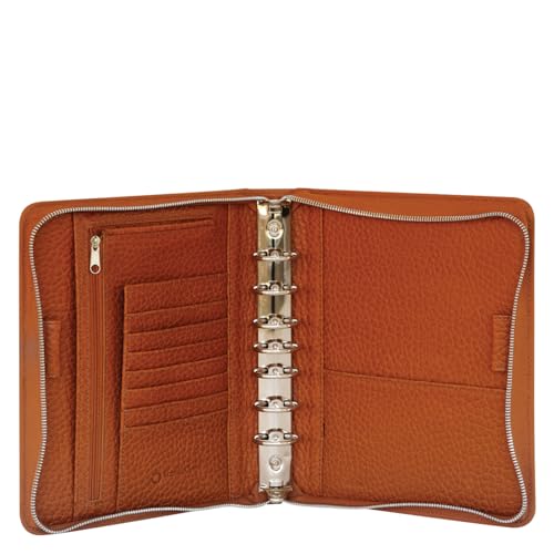 FranklinCovey - Alex Ring-Bound Binder for FranklinCovey Planners | Leather with Zipper Closure (Classic, Saddle)