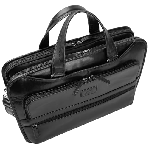 Mancini Pelle D’oro Triple Compartment 15.6” Laptop/Tablet Briefcase, Black