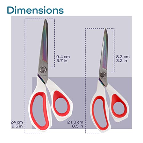 JubileeYarn Forged Titanium Fabric Shears Double Pack - 8.5" & 9.5" White w/Red - 10 Units