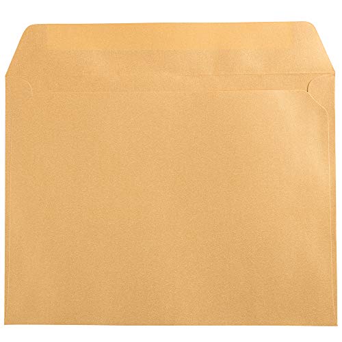JAM PAPER 9 x 12 Open End Catalog Metallic Envelopes - Gold Stardream - 50/Pack