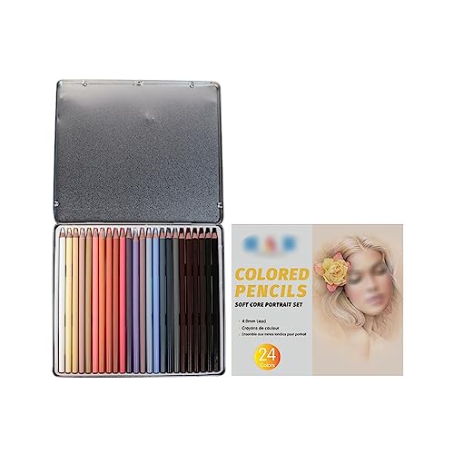 SIDUFHAOPKLL 24 Colours Character Drawing Skin Tone Pencils Hand Painted Portrait Coloured Oil Based Art Supplies