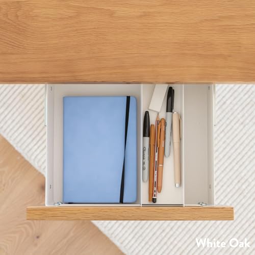 Desky Minimal Under Desk Drawer – Slim Pull-Out Metal Storage Organizer for Sit-Stand Desks, Smooth Glide, Space-Saving Design, Easy Mount, Light Oak Rubberwood & Grey Frame