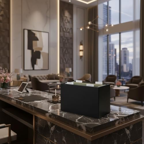 Dacasso Classic Black Leather Hanging File Folder Box