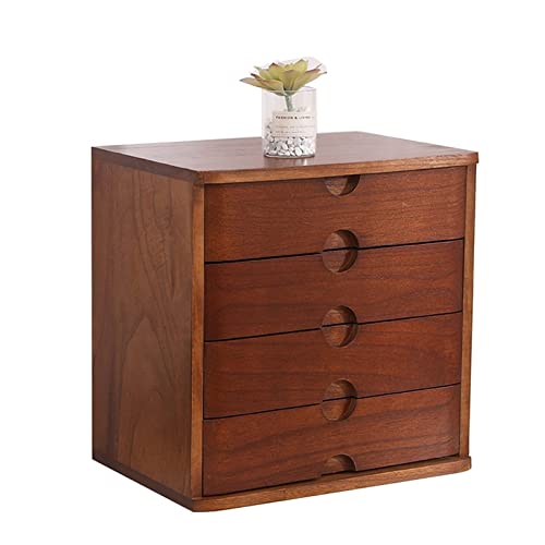 EliteBloom Desktop Organizer Storage Box - Solid Wood Storage Box, Flat File Cabinet, Wooden Desktop Drawer Cabinet, Desktop Storage Box with Lockable Drawers, 1/2/3/4 Floors Flat File Cabinet (A)