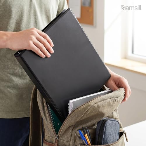 Samsill Durable 0.5 Inch Binder, D Ring Binder, Customizable Clear View Cover, Black, 24 Pack, Each Holds 125 Pages