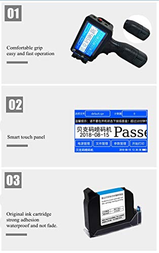 Kunxilin Electronic CO. English Version Portable Inkjet Printer Handheld Inkjet Printer Date Logo Printing Intelligent Touch Screen USB Photoelectric Interface