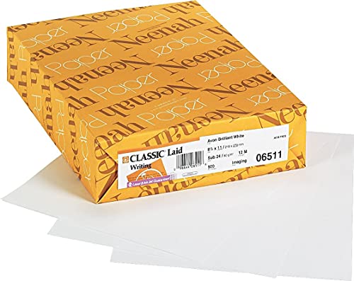 Neenah Paper 06511 CLASSIC Laid Writing Paper, 24lb, 93 Bright, 8 1/2 x 11, Avon White, 500 Sheets