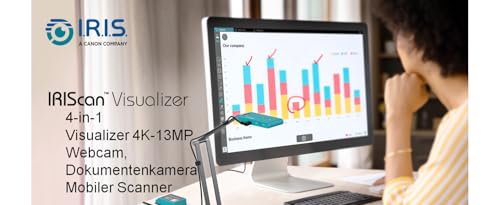 IRIScan Visualizer 7 Grey 4K 13MP USB Document Camera for Teaching and Distance Learning, Portable A3 Scanner for Windows and Mac