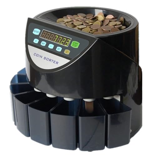 Automatic Electronic Coin Counting Machine, Electronic Coin Counter,Portable Shops Coin Sorter,Coin Counter,with LED Display,for All Round Coins and Tokens(Black)