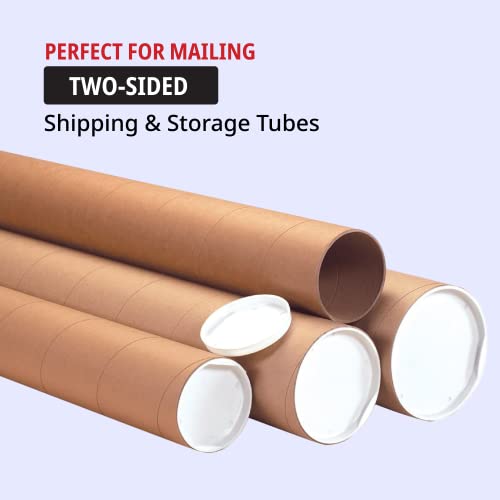 TAPE LOGIC Cardboard Tubes with Caps, 20"L x 3"W x 3"H, Pack of 24 | Poster Tube for Mailing and Storage of Blueprints, Artwork, Crafts, Long Art Holder, 20 inches