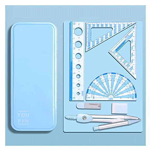 DUHTFCY Math Geometry Kit Set Professional Drawing Set, Compass Set, Student Geometry Math Set, Multifunctional Stationery (Blue)
