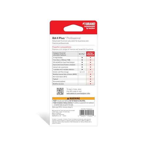 BA II Plus Professional Financial Calculator Texas Instruments