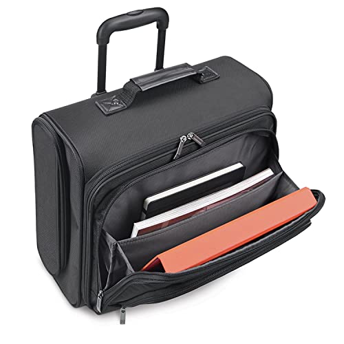 Solo New York Rolling Overnighter Catalog Case with Wheels - Roller Laptop Bag, Wheeled Briefcase for Women & Men, Carry On Size for Travel, Fits 15.6" Computer - Columbus, Black