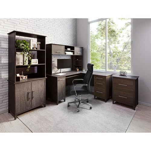 Realspace® Koru 60" W Hutch for L-Shaped or Straight Computer Desks, Espresso Oak