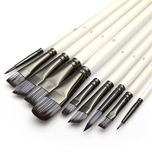 UOHLCX HBJWOV Paint Brushes Set for Art Oil Watercolor Artist Canvas Synthetic Nylon Tips 10 Pack