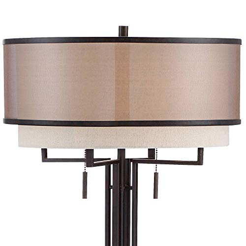 Alamo 62" Tall Bronze Double Shade Floor Lamp Living Room