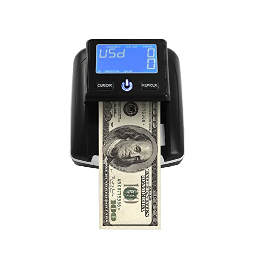 Counterfeit Bill Detector Machine, UV MG IR Banknote Checker, Portable Cash Scanner ABS Durable Fast Detection HD Display Store Bank Supermarket Office Use 500mAh Battery 5.31x5.71in