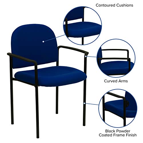 EMMA + OLIVER Navy Fabric Stackable Steel Side Reception Chair