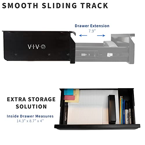 VIVO Black 16 x 9 inch Under Desk Slide Out Drawer, DESK-AC03A-B