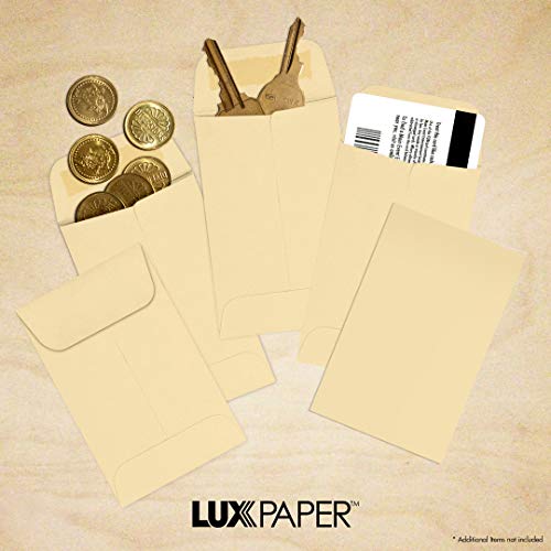LUXPaper #1 Coin Envelopes in 80 lb. Nude, Envelopes for Coin Collections, Garden Seeds, Stamps, and More, w/Moistenable Glue, 1000 Pack, Envelope Size 2 1/4 x 3 1/2 (Nude)