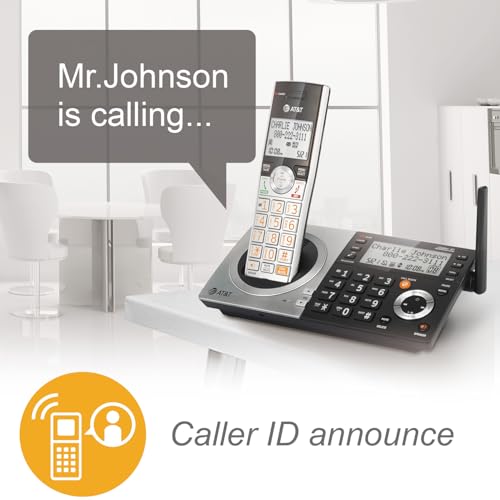 AT&T CL83507 DECT 6.0 5-Handset Cordless Phone, Silver/Black