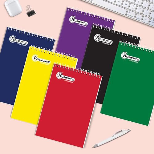 Rosmonde 48 Pack Bulk Steno Pads, 6" x 9" Gregg Ruled Notebook, 80 Sheets