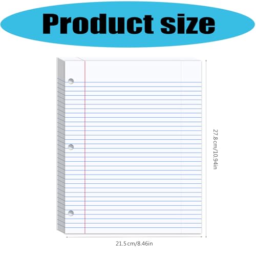 Smooth Writing Lined Filler Sheets 200 Sheets 3 Hole Punched Universally Binder Paper Writing Paper for Standard Binders