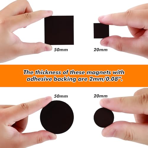 Aertiavty Magnetic Squares with Adhesive Backing, 480 Pcs 2" Fridge Magnets, Magnetic Strips with Adhesive Backing, 80 Mil Magnet Sheets for Whiteboard, Refrigerator, Crafts, Easy Peel and Stick