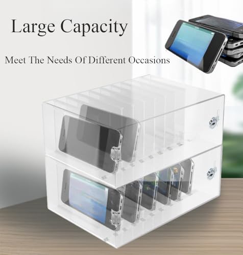 Wcxixo Cell Phones Storage Cabinet Wall-Mounted Pocket Chart Storage Locker Box Classroom Pocket Chart with Handle and Security Lock Cell Phone Holder Mobile Phone Lock Box for Classroom Office