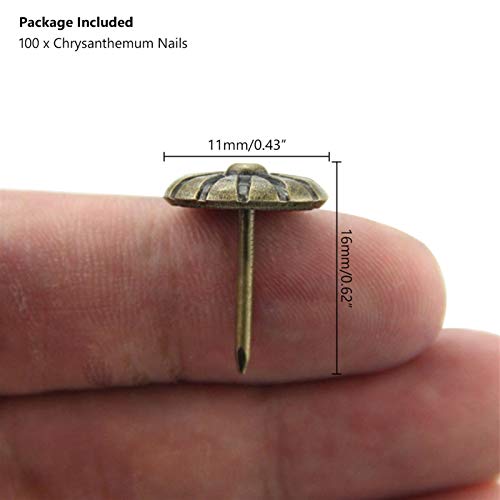 100 Brass Upholstery Tacks Furniture Stud Push Pins