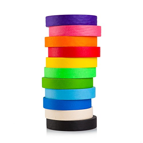 Craftzilla Colored Masking Tape, 11 Rolls, 1 in x 55 Yads 605 Yds Total