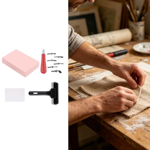 Carving Tools Collection with Roller Brayer