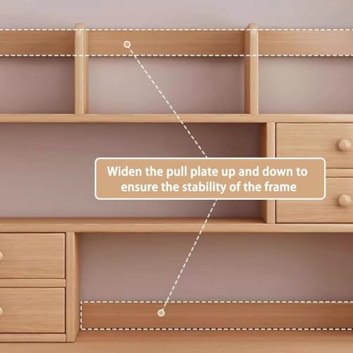 TBQATNTS 3-Tier Desktop Bookshelf with Drawer, Wooden Desk Organizer, Open Storage Rack, Multipurpose Desk Shelf for Office, Bedroom, and Living Room,Wood,31.5in