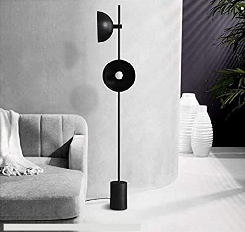 vhjRTed Space Saving Design Double Light Floor Lamp Living Room Black Simple and Fashion Design for Modern House Adding Fashionable Colors