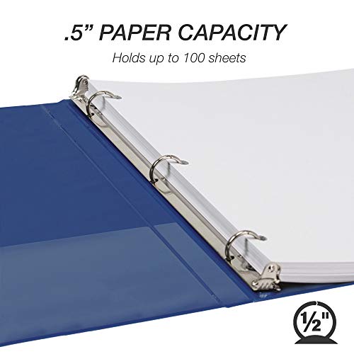 Samsill 8 Pack Durable 0.5 Inch 3 Ring Binders, Round Ring, Clear View Cover for Presentations, Black